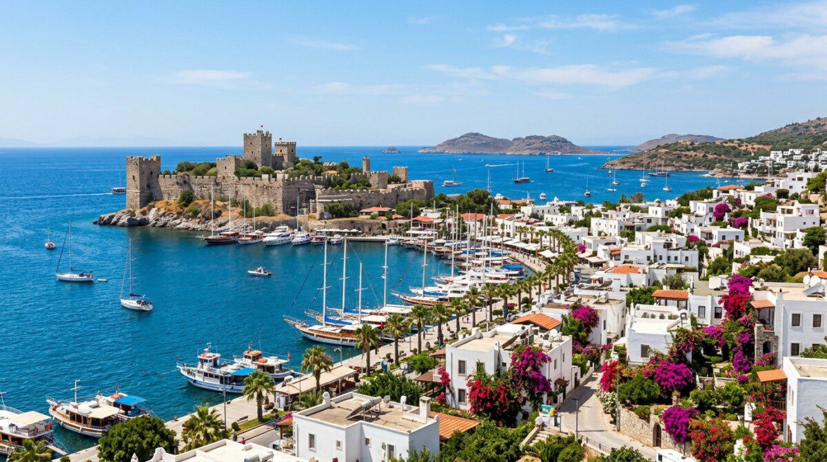 Bodrum Turkey Castle of Saint Peter overlooking Aegean harbor